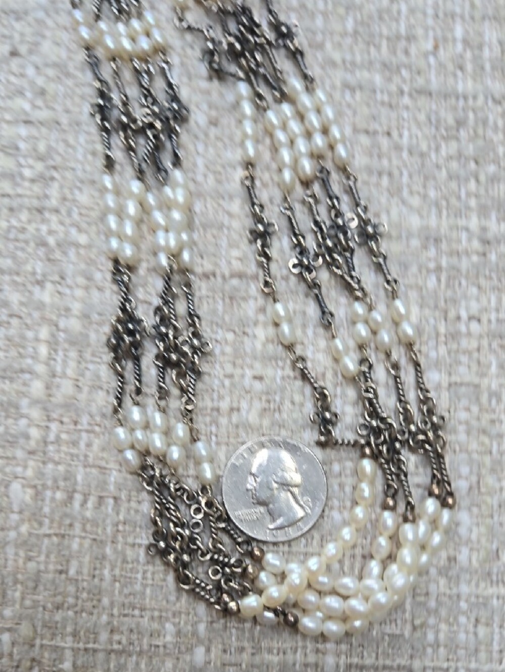 vintage Silpada White Pearl Multi-Strand Necklace with Silver Accents - Picture 8 of 9